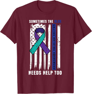 Support Blue Lives Police Suicide Awareness Law Enforcement T-Shirt - T-Shirt | Maroon