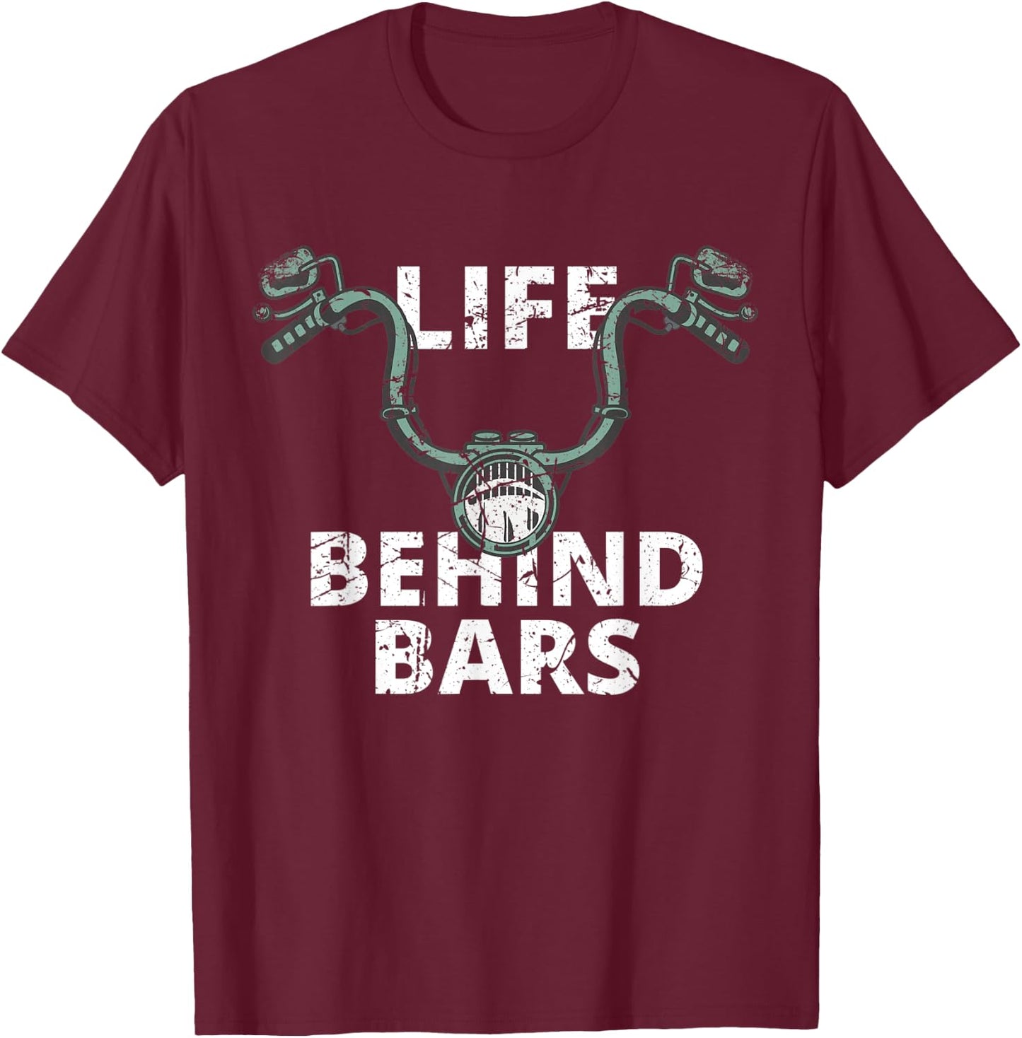Life Behind Bars Vintage Motorcycle Rider Bikers T-Shirt - T-Shirt | Maroon