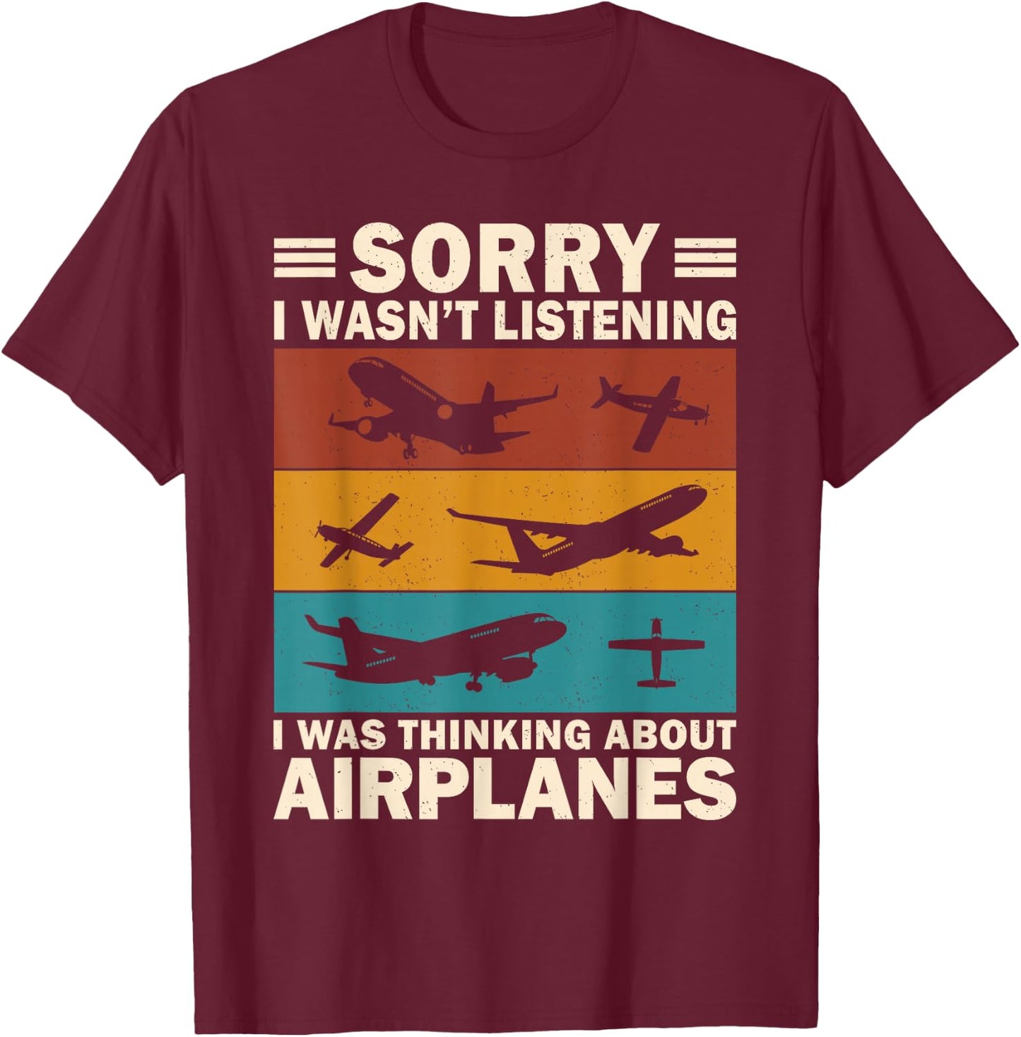 Airplane Aviation Shirt for Boys Men Funny Vintage Pilot T-Shirt - T-Shirt | Maroon