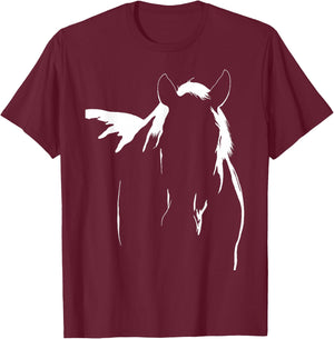 Horse Silhouette Graphic Art Design T-Shirt - T-Shirt | Maroon