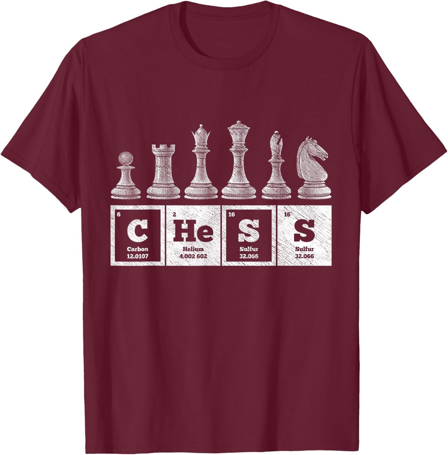 Funny Chess Player Geek Periodic System Chemistry Elements T-Shirt - T-Shirt | Maroon