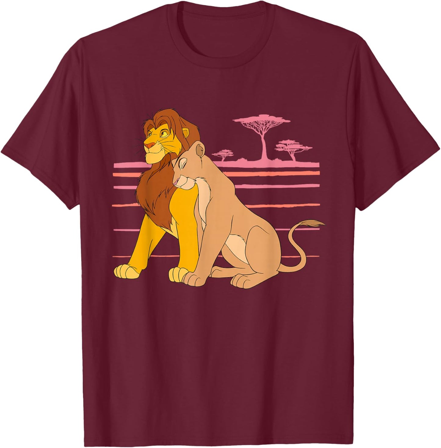 Disney The Lion King Simba and Nala Love T-Shirt - T-Shirt | Maroon