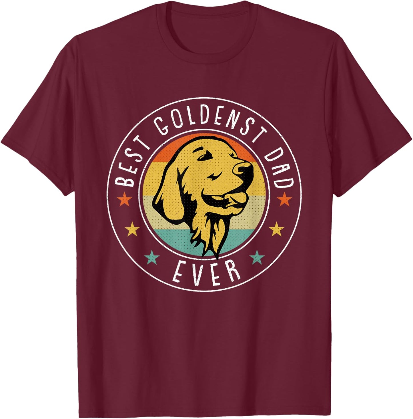 Golden Retriever Dad Fathers Day Retro Dog Daddy Papa T-Shirt - T-Shirt | Maroon
