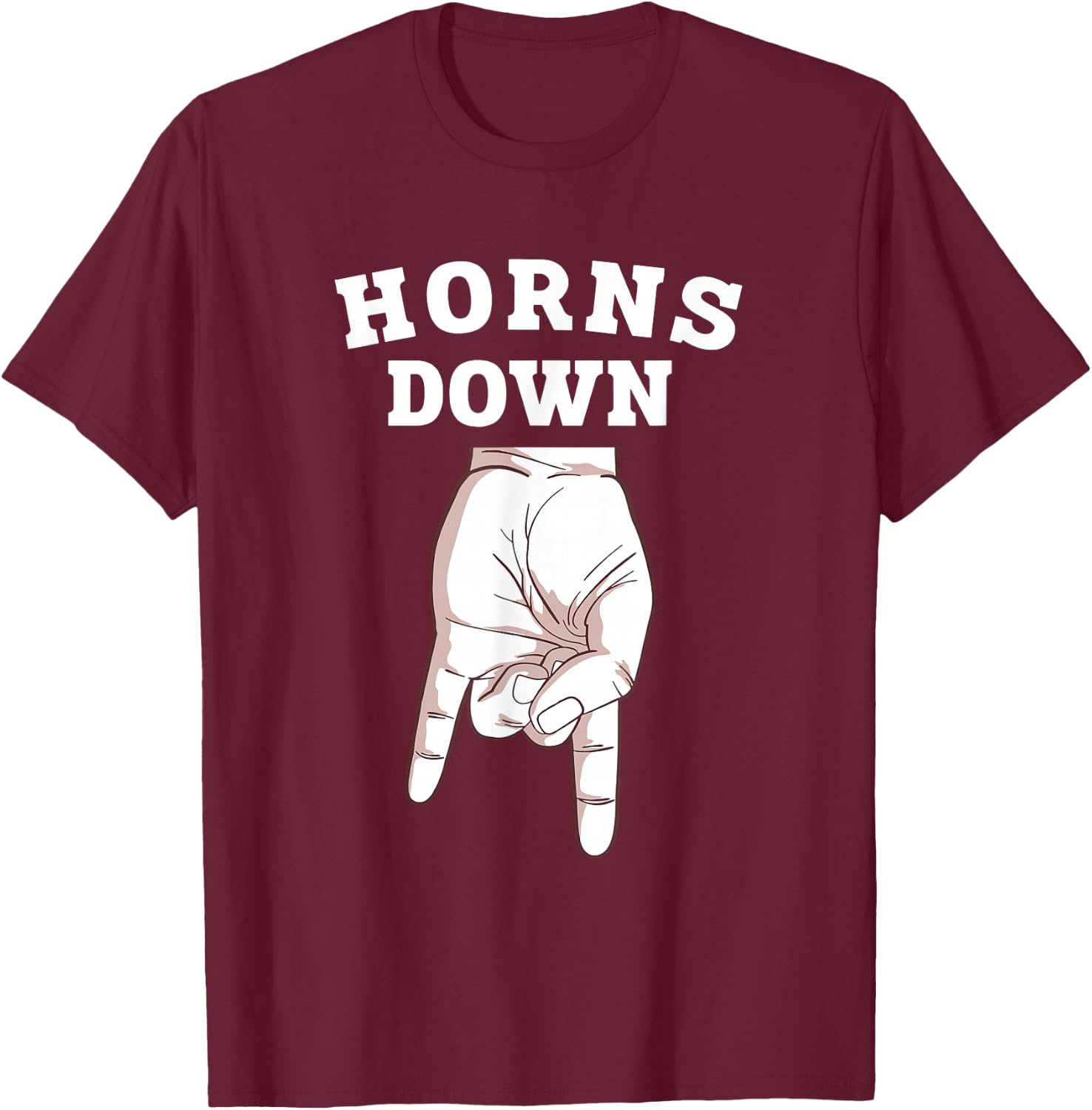 Horns Down T-Shirt - T-Shirt | Maroon