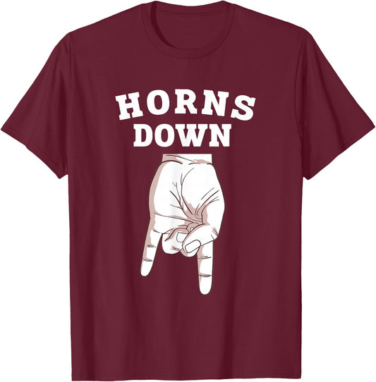 Horns Down T-Shirt - T-Shirt | Maroon