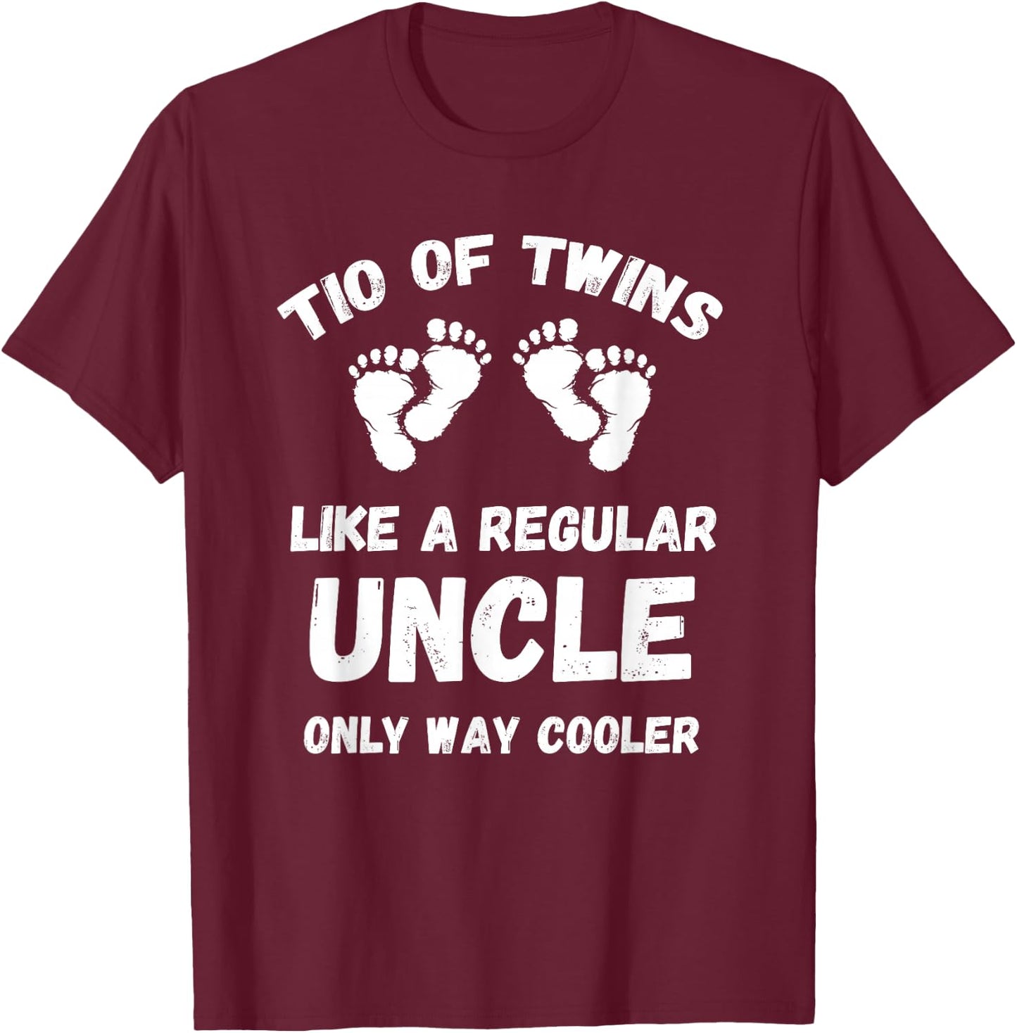 Tio of Twins Pun Announcement Twin Uncle T-Shirt - T-Shirt | Maroon