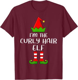 Funny Matching Family I'm The Curly Hair Elf Christmas T-Shirt - T-Shirt | Maroon