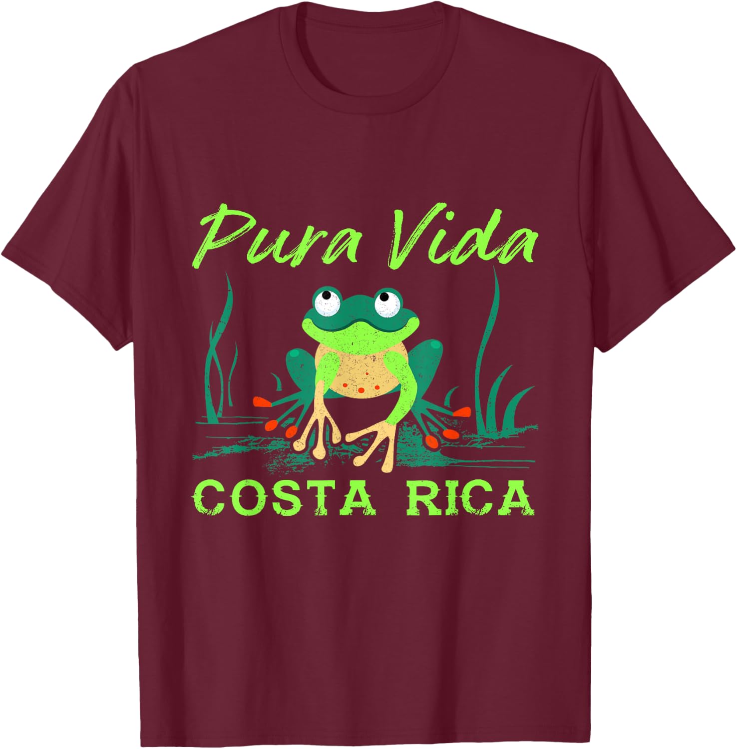 Costa Rica Rain Forest Tree Frog Pura Vida Costa Rica T-Shirt - T-Shirt | Maroon