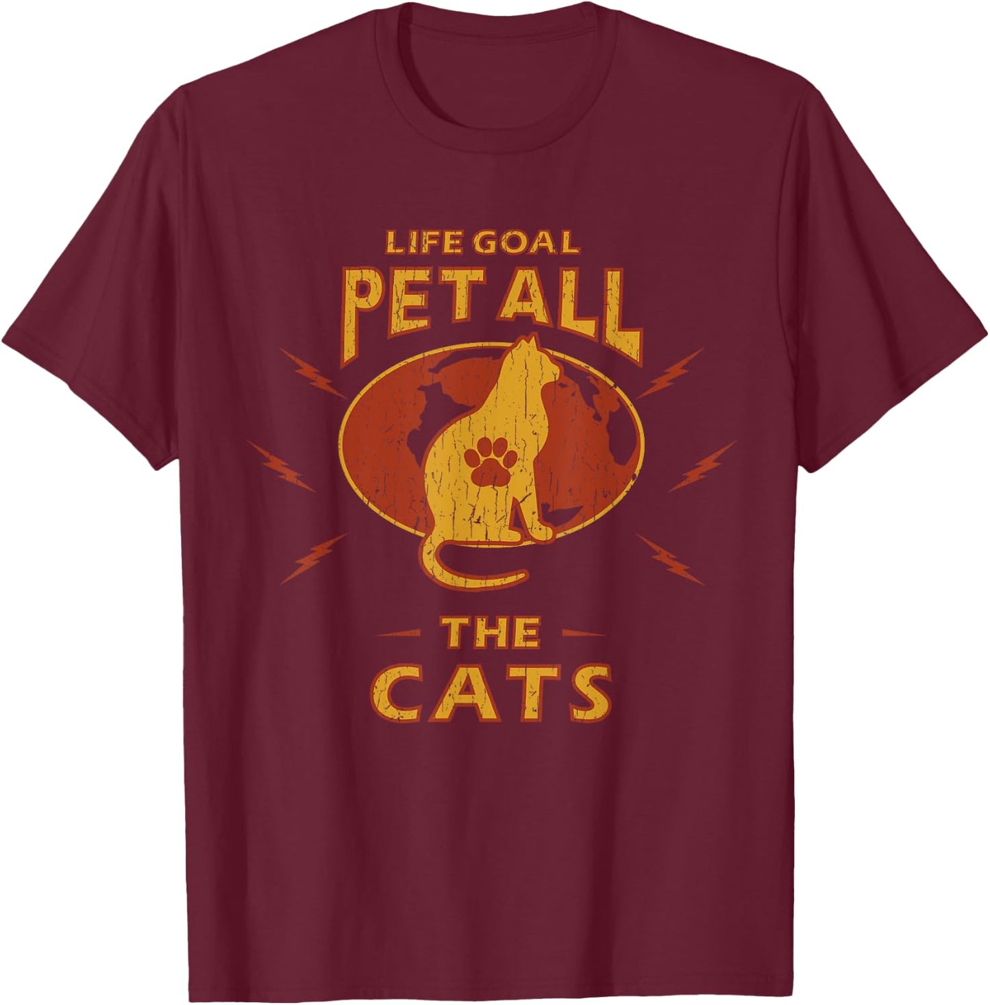 Funny Cat Shirts | Life Goal Pet All The Cats Men Women Kids T-Shirt - T-Shirt | Maroon