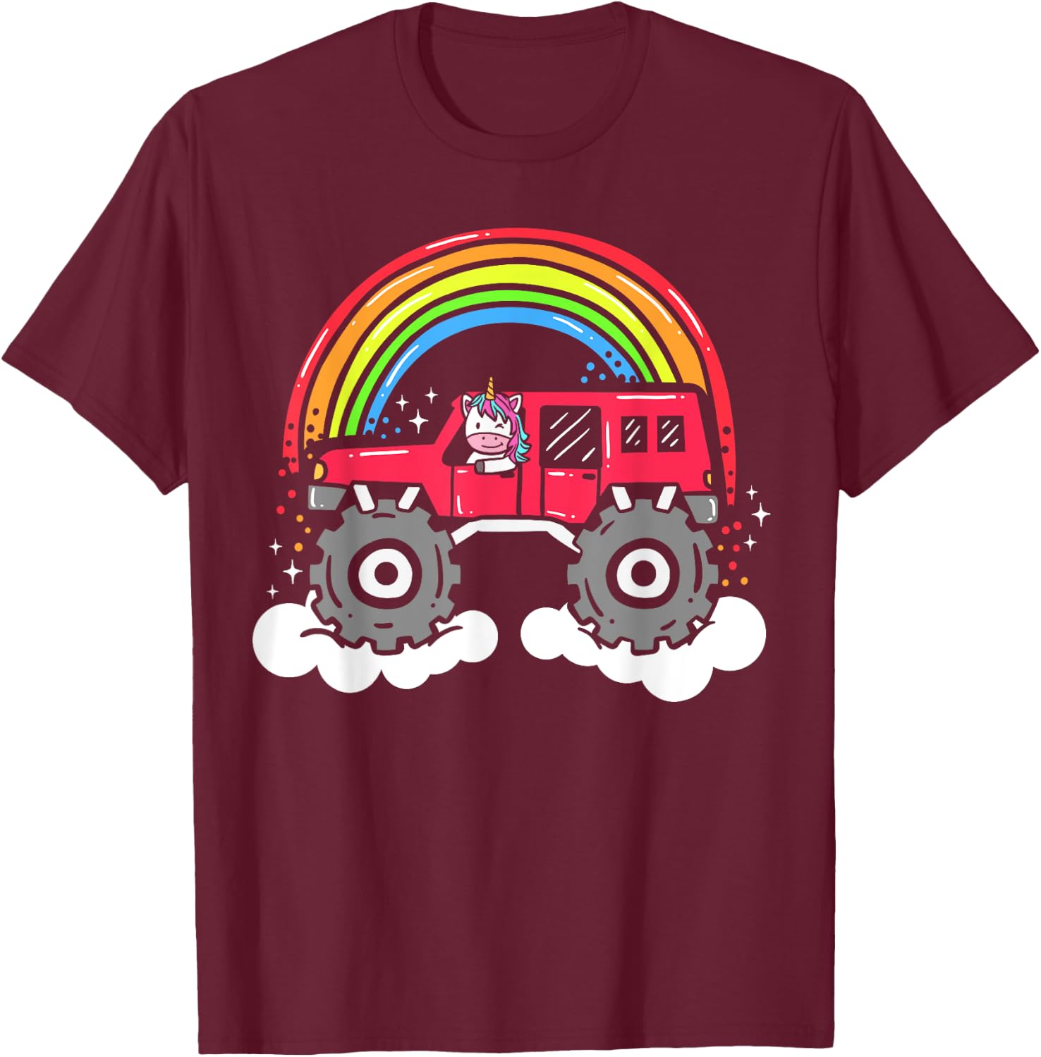 Unicorn Monster Truck T-Shirt - T-Shirt | Maroon