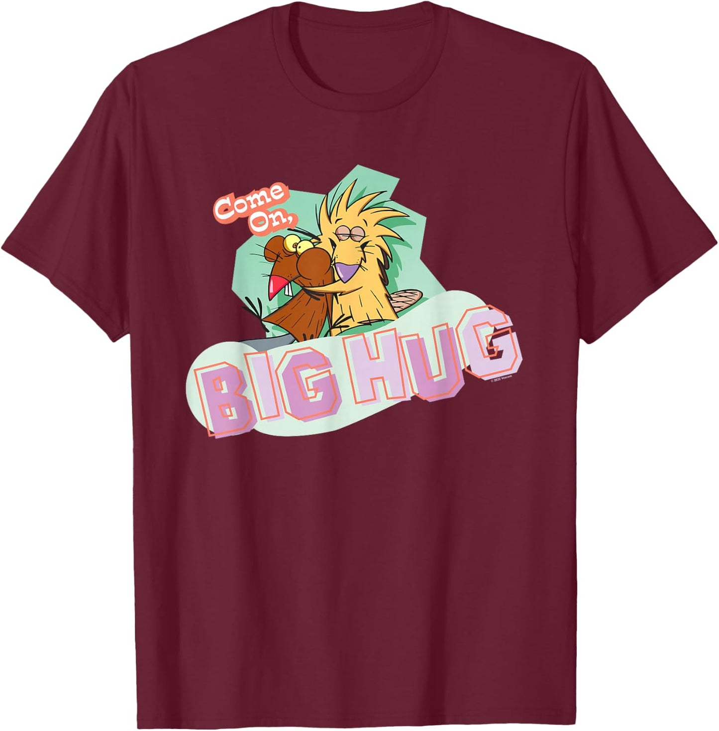 Angry Beavers Big Hug T-Shirt - T-Shirt | Maroon