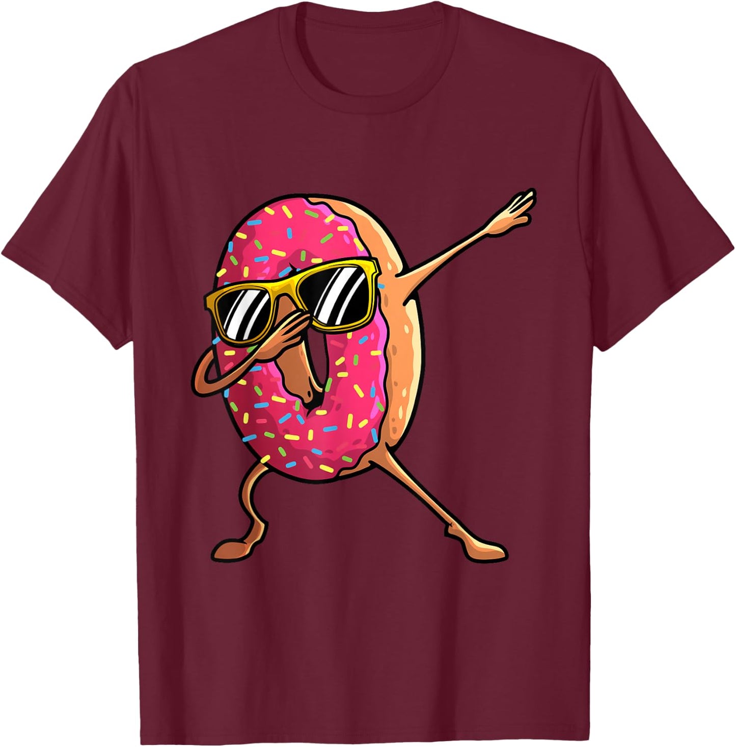 Funny Donut Designs for Boys Kids Girl Hip-Hop Dabbing Donut Small T-Shirt - T-Shirt | Maroon