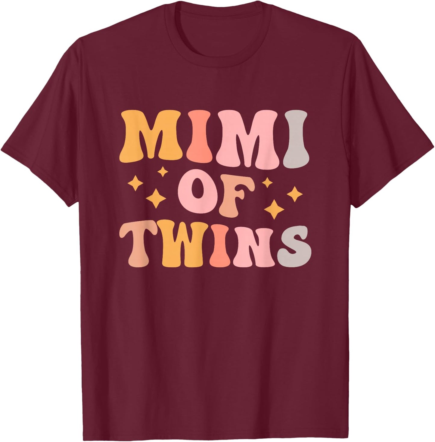 Mimi Of Twins Groovy Twin Mimi Grandma T-Shirt - T-Shirt | Maroon