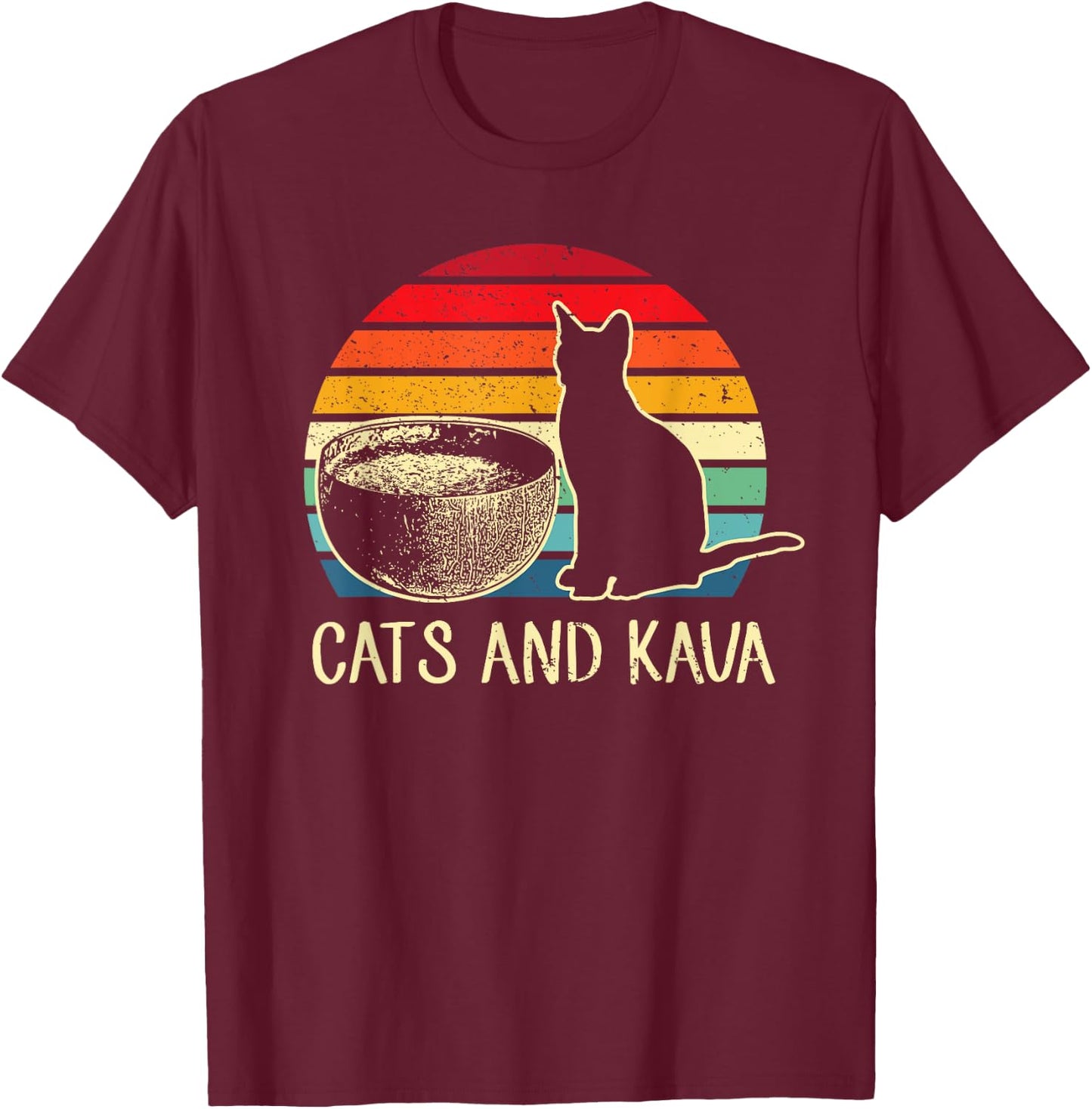 Heart Cat Lover & Kava Tea Drinker Kava Drink Kava Bar Pet T-Shirt - T-Shirt | Maroon