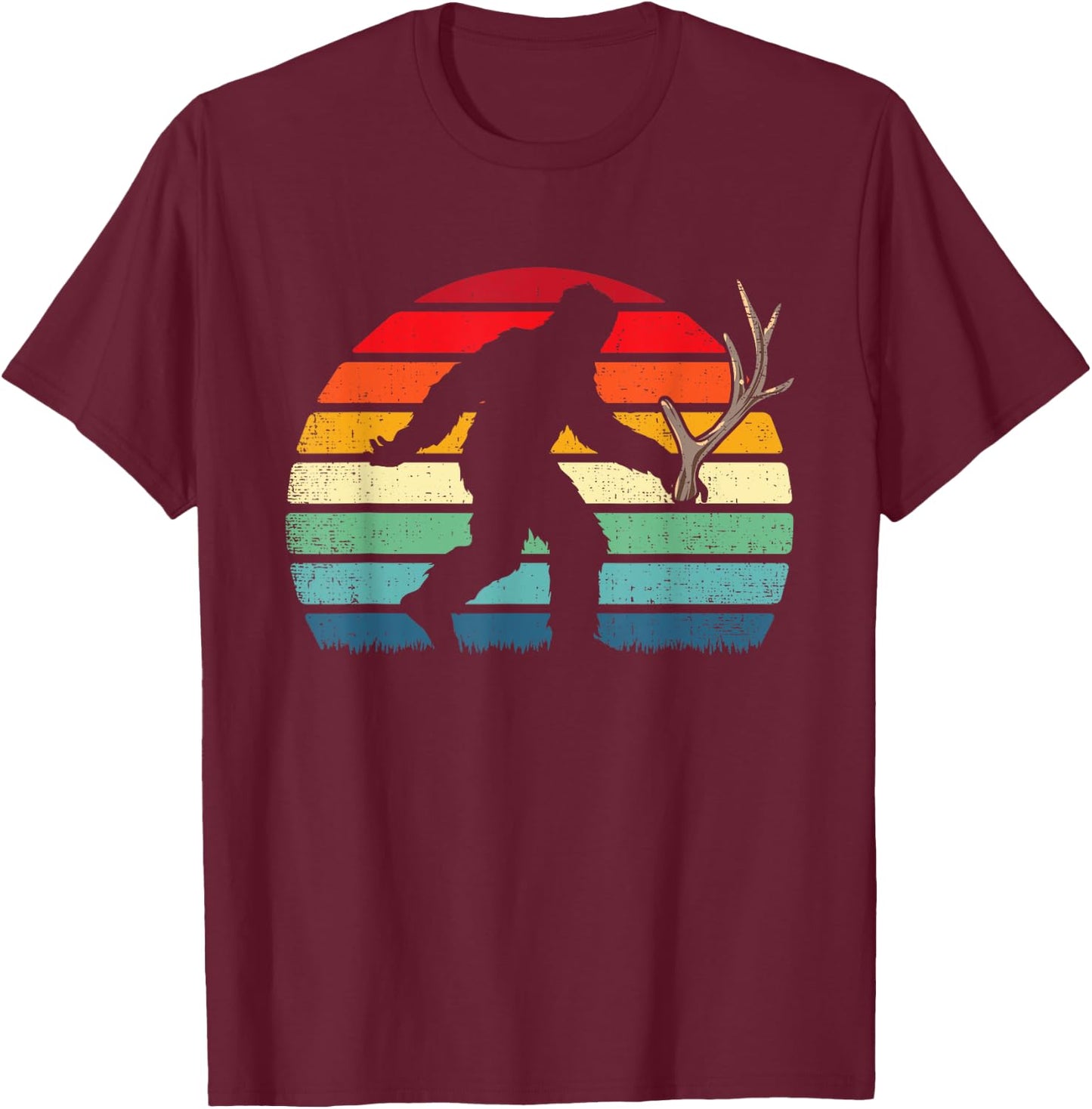 Elk Deer Antler Shed Hunting Bigfoot Sasquatch Hunter Gift T-Shirt - T-Shirt | Maroon