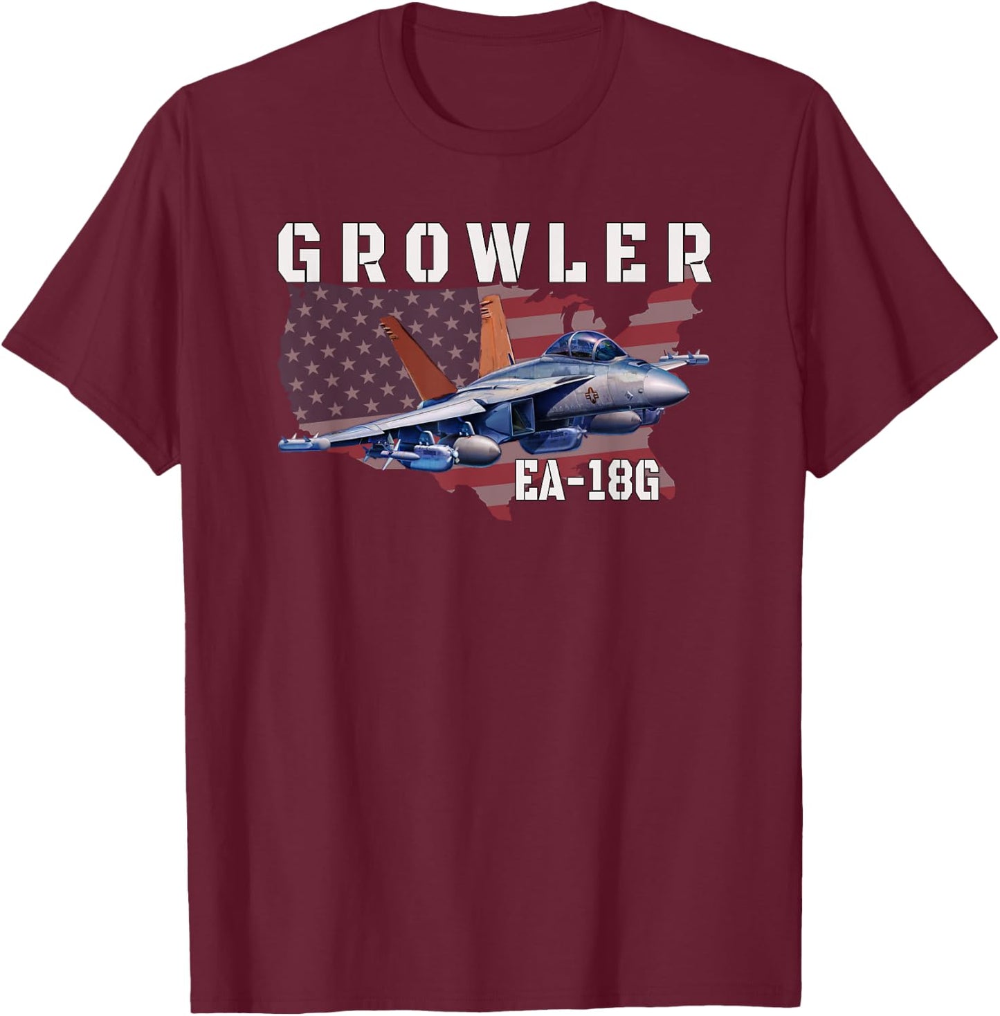 EA-18G Growler Electronic Warfare Aircraft Military Aviation T-Shirt - T-Shirt | Maroon