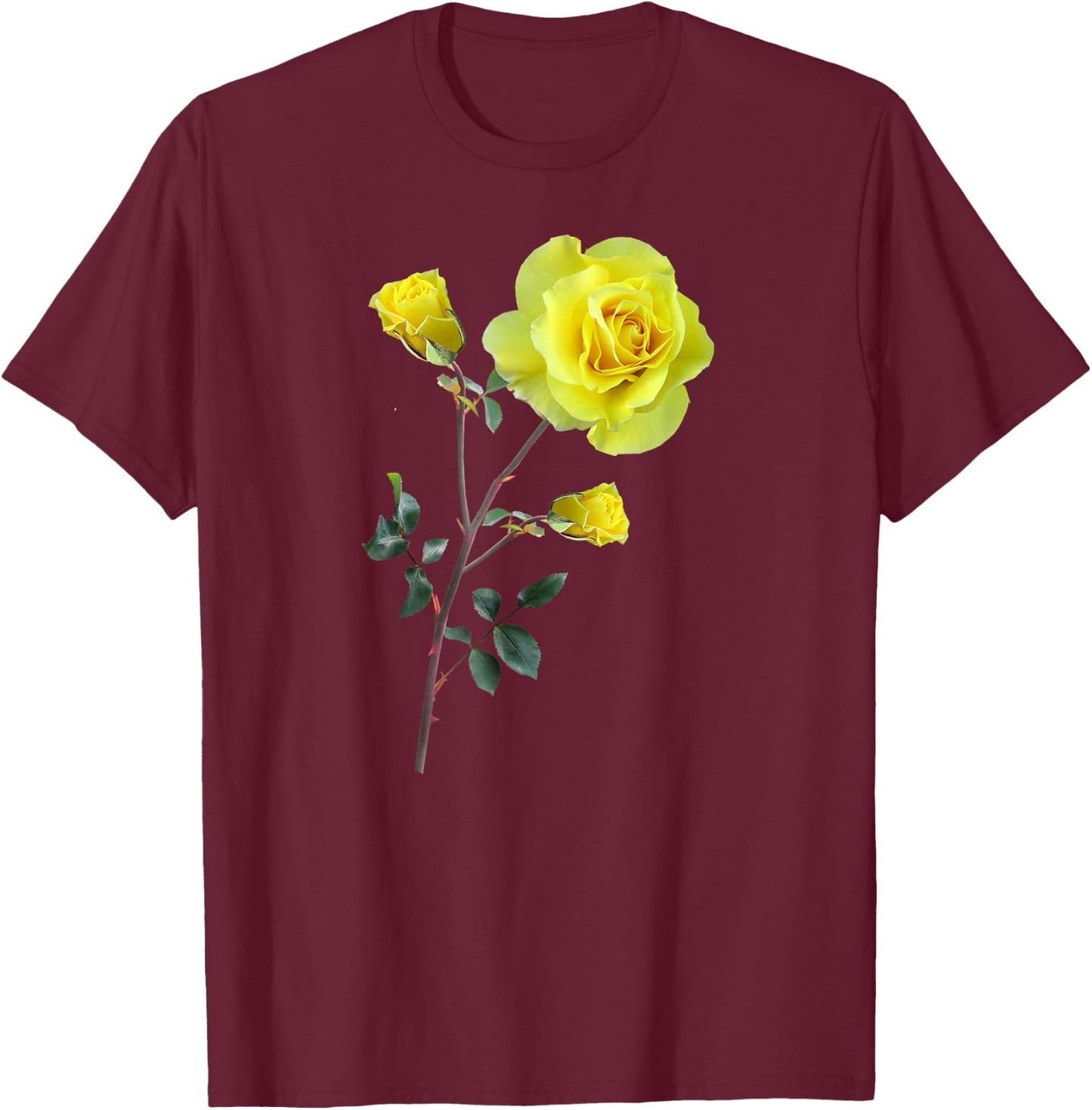 Yellow Rose Botanical Shirt T-Shirt - T-Shirt | Maroon