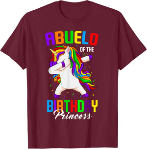 Abuelo of the Birthday Princess Unicorn Dabbing Bday Party T-Shirt - T-Shirt | Maroon