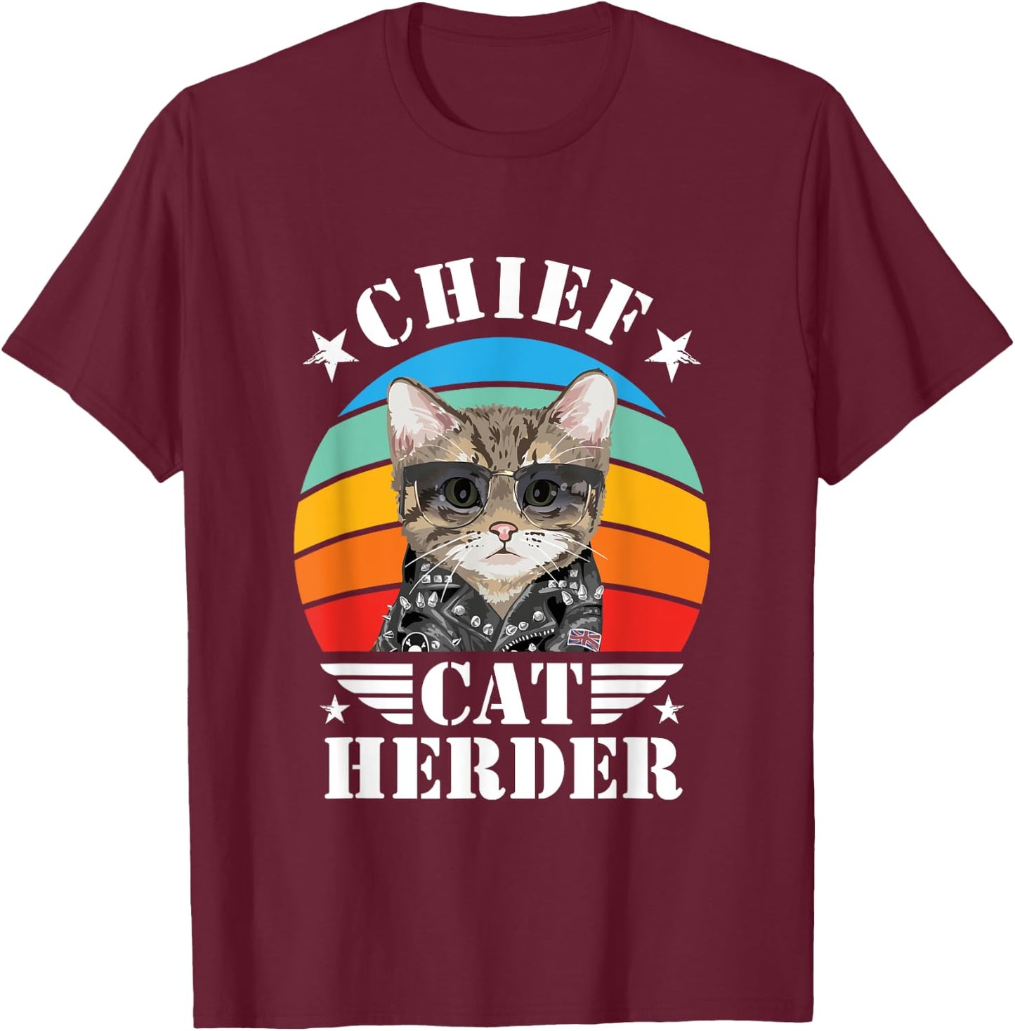 Chief Cat Herder Funny Cat Queen Cat Family Kitten Lover T-Shirt - T-Shirt | Maroon