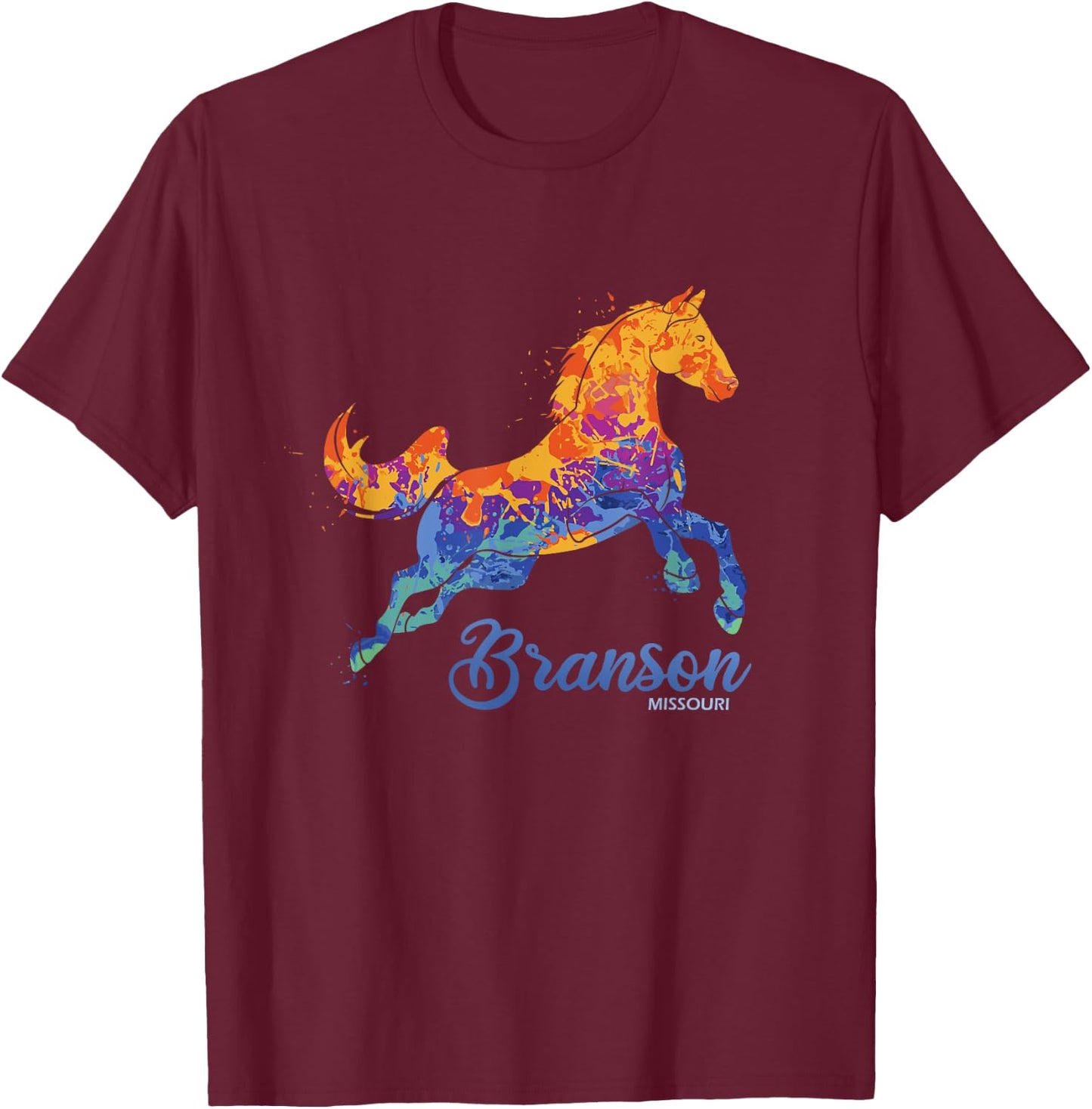 Branson Missouri Horse Vacation Souvenir T-Shirt - T-Shirt | Maroon