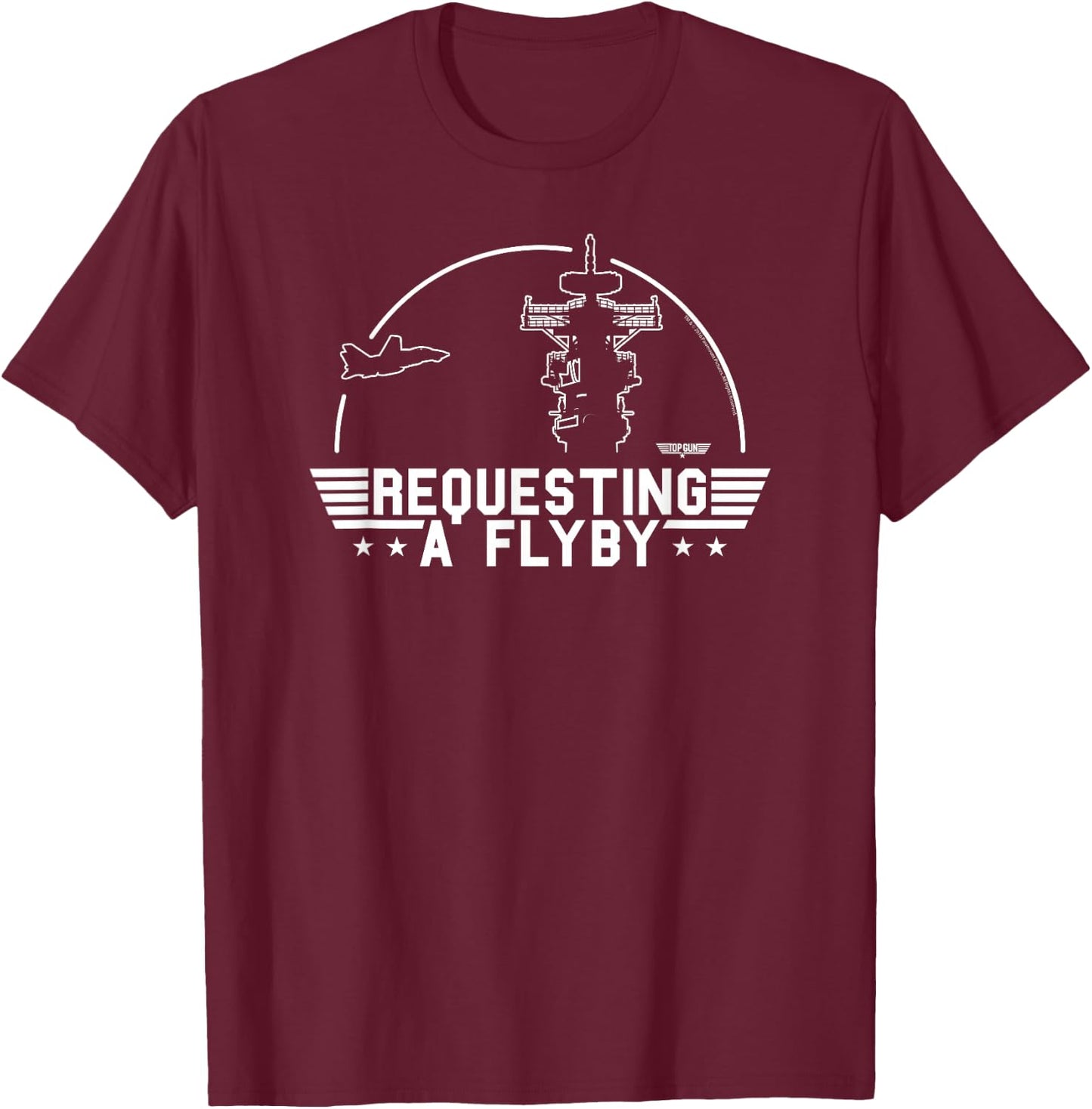 Top Gun Requesting A Flyby Outline Action Movie T-Shirt - T-Shirt | Maroon