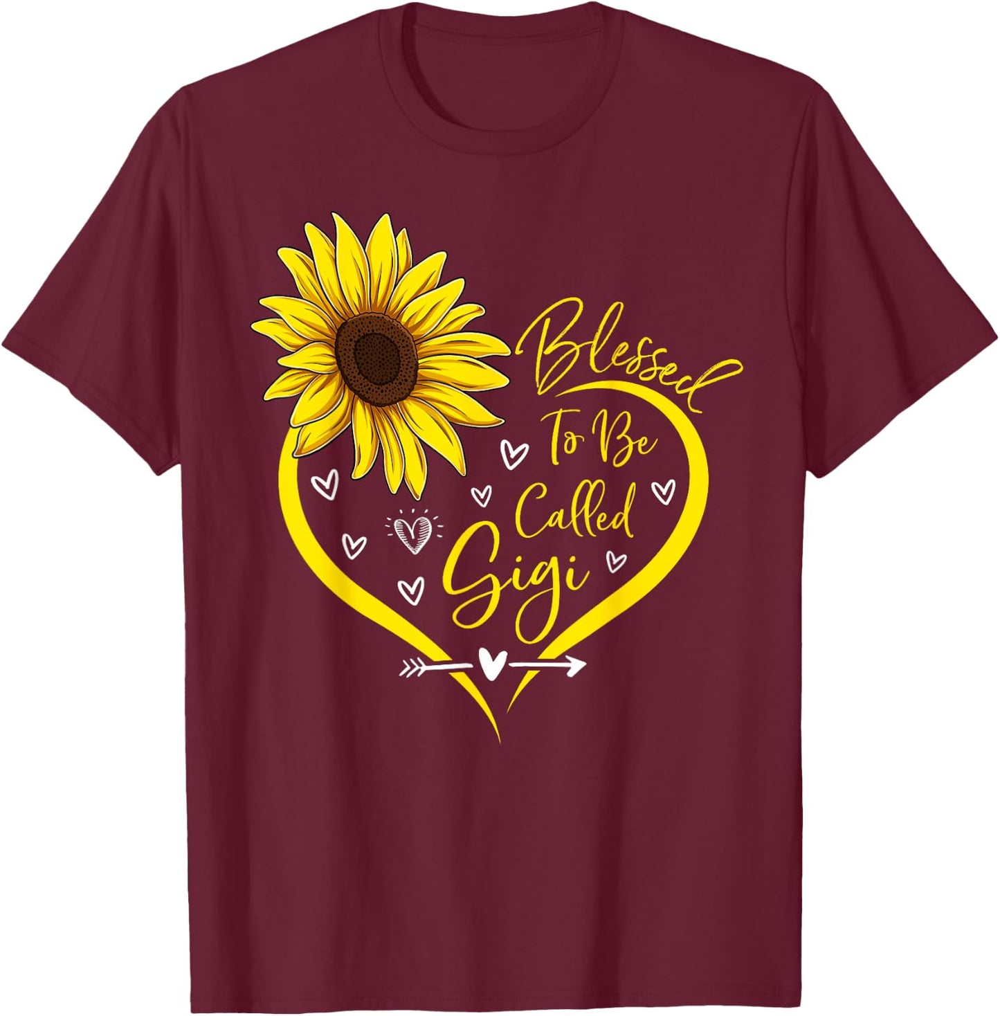 Blessed To Be Called Gigi Cute Grandma Mother's Day Heart T-Shirt - T-Shirt | Maroon