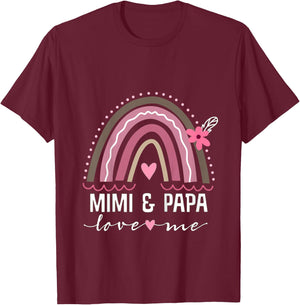 Kids Mimi and Papa Love Me Granddaughter Rainbow T-Shirt - T-Shirt | Maroon