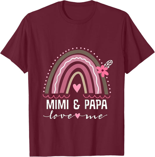 Kids Mimi and Papa Love Me Granddaughter Rainbow T-Shirt - T-Shirt | Maroon