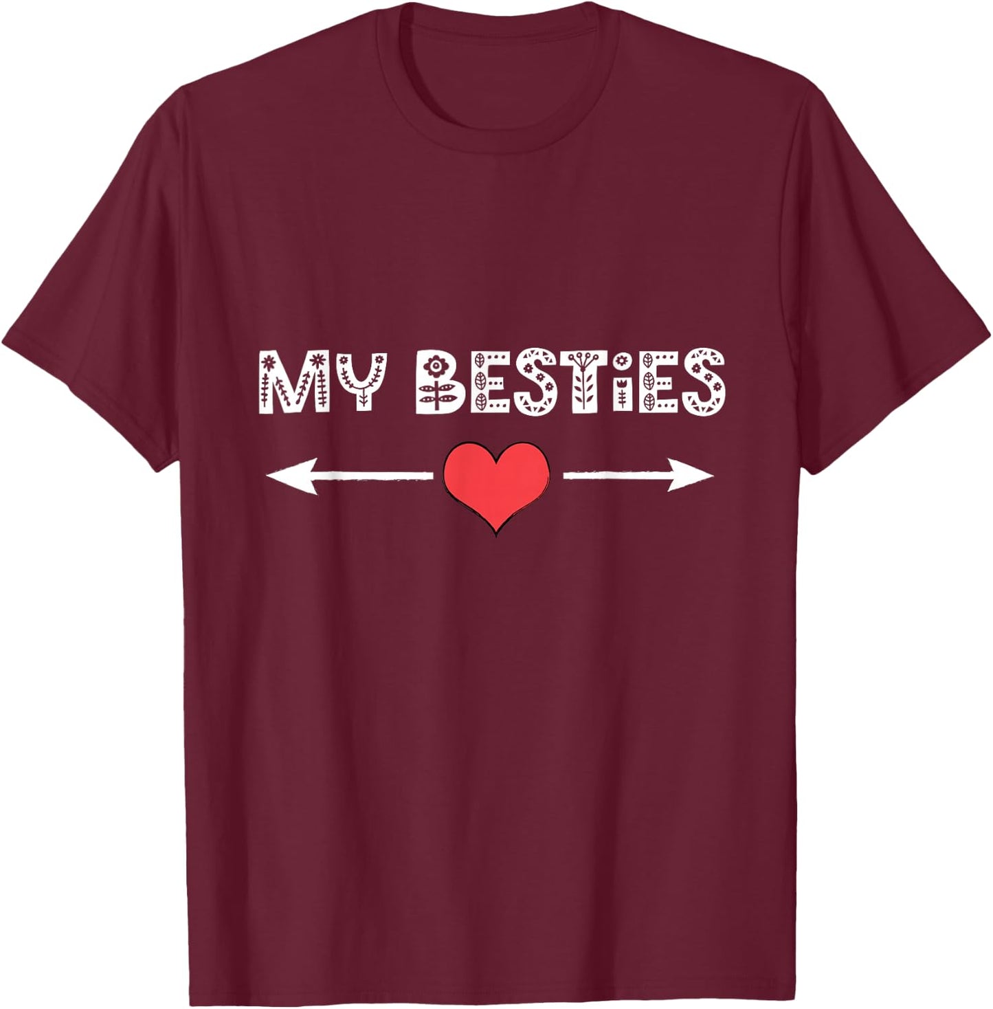 My Besties BFF Best Friends Double Arrow Left-Right Matching T-Shirt - T-Shirt | Maroon