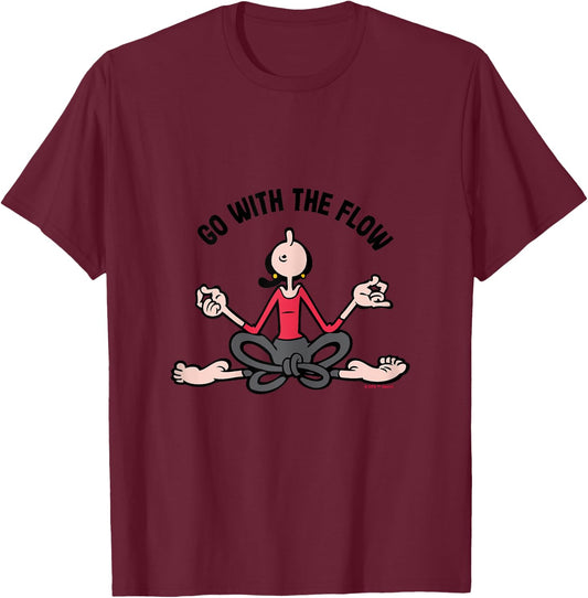 Olive Oyl "Go with the Flow" Yoga 4 Humanity Day T-Shirt - T-Shirt | Maroon