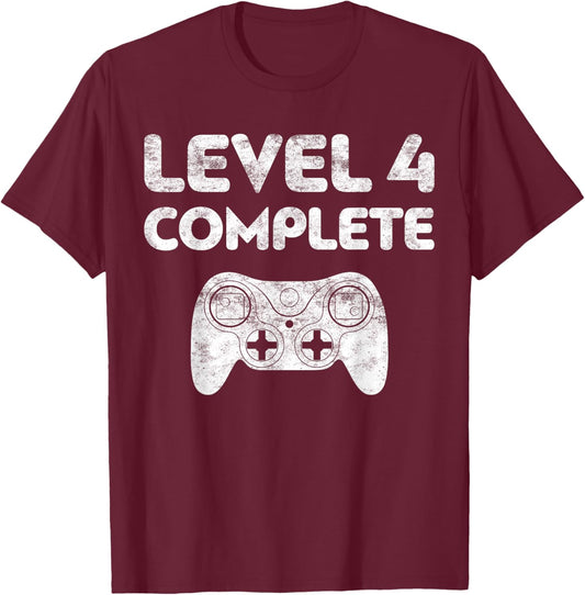 Level 4 Complete 4th Wedding Anniversary Shirt T-Shirt - T-Shirt | Maroon
