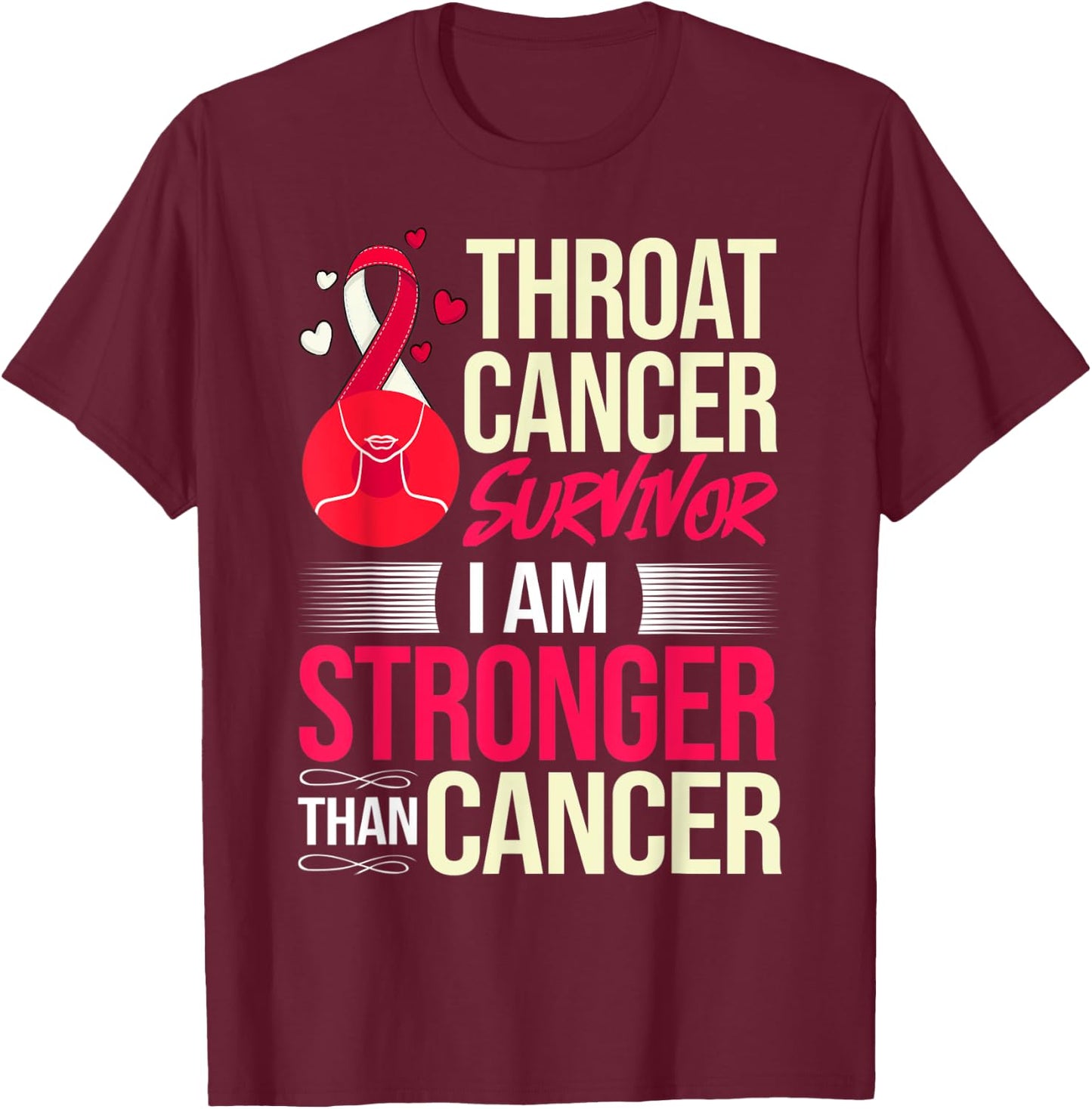 Head and Neck Throat Cancer Ribbon Survivor T-Shirt - T-Shirt | Maroon