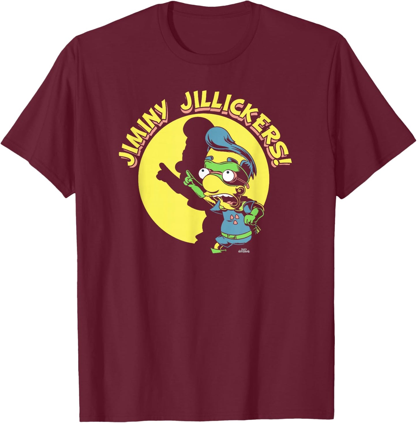 The Simpsons Milhouse Jiminy Jillickers T-Shirt - T-Shirt | Maroon