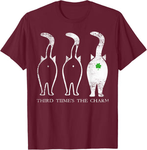 Third Time's The Charm Lucky Cat Butt St. Patrick's Day Men Women T-Shirt - T-Shirt | Maroon