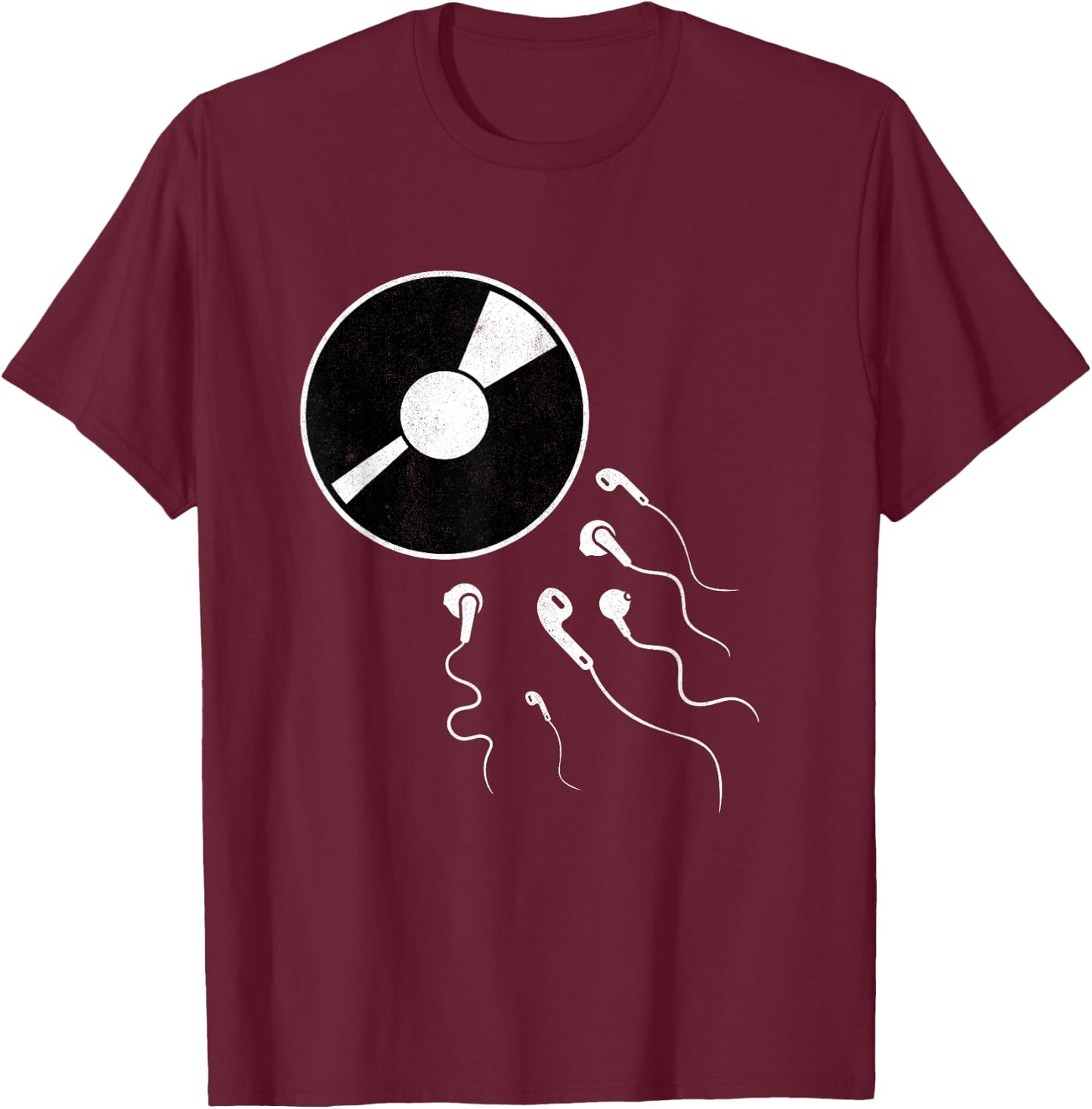 I Love Vinyl Records Funny Headphone LP Collector DJ T-Shirt - T-Shirt | Maroon