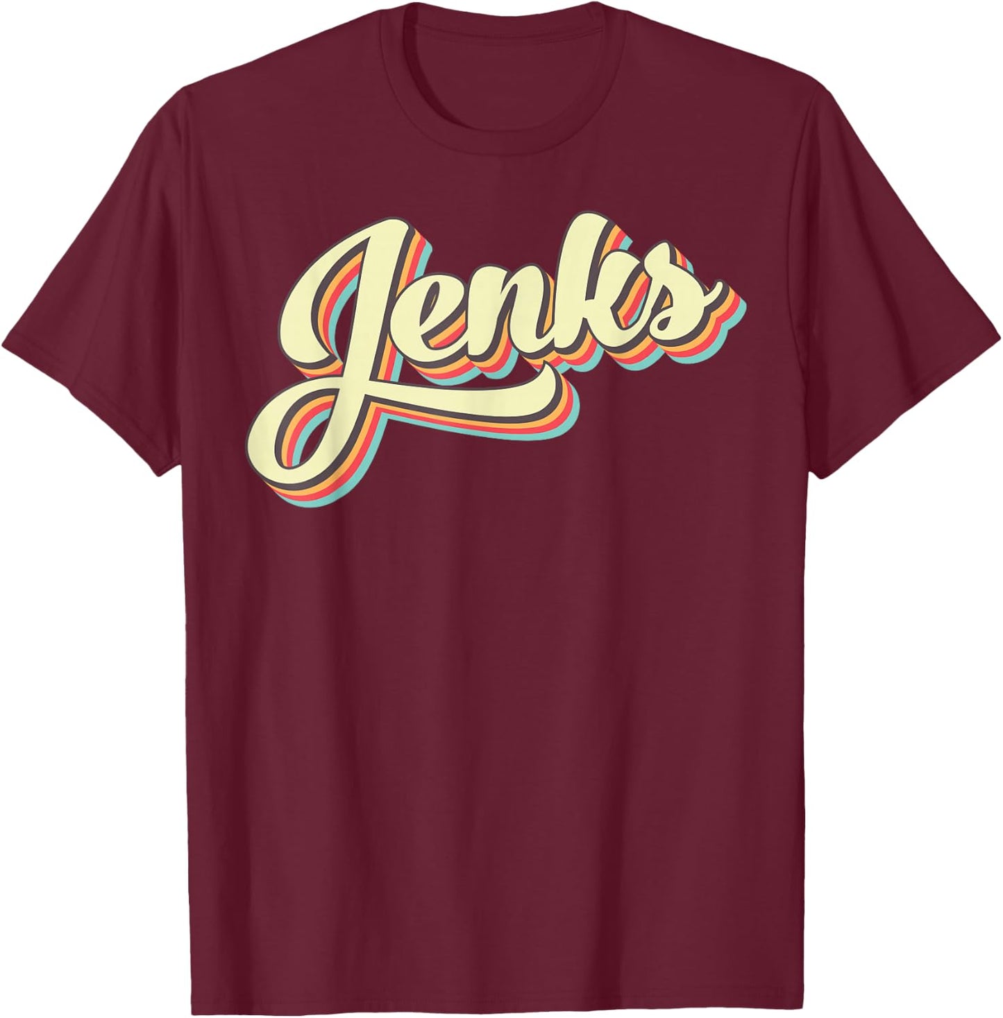 Jenks Retro Art Baseball Font Vintage T-Shirt - T-Shirt | Maroon