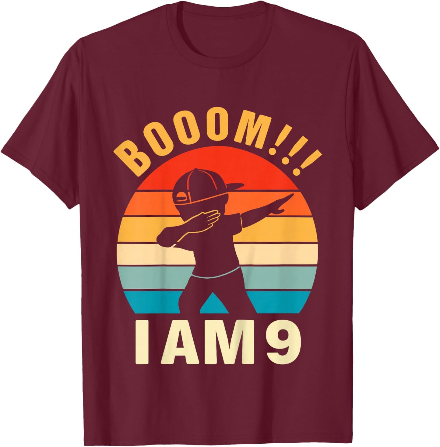 Kids Dabbing Birthday Shirt 9 Years Old 9th Birthday Outfit Boys T-Shirt - T-Shirt | Maroon