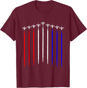 Vintage A-10 Warthog Airplane Schematic US Flag Contrails T-Shirt - T-Shirt | Maroon