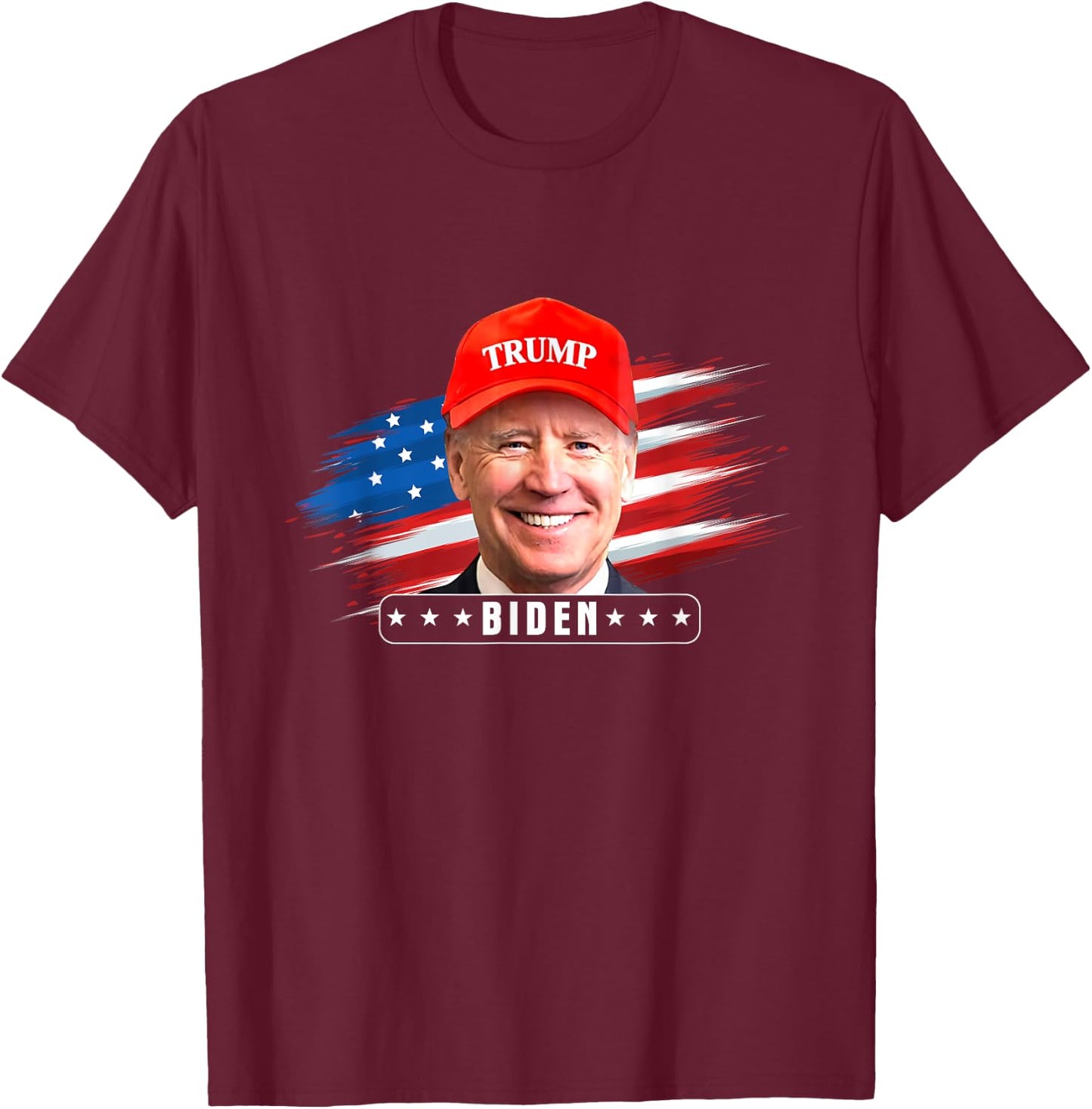 Funny Joe Biden Wearing Hat Trump T-Shirt - T-Shirt | Maroon