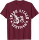Shark Attack Survivor Distressed Vintage Bite T-Shirt - T-Shirt | Maroon
