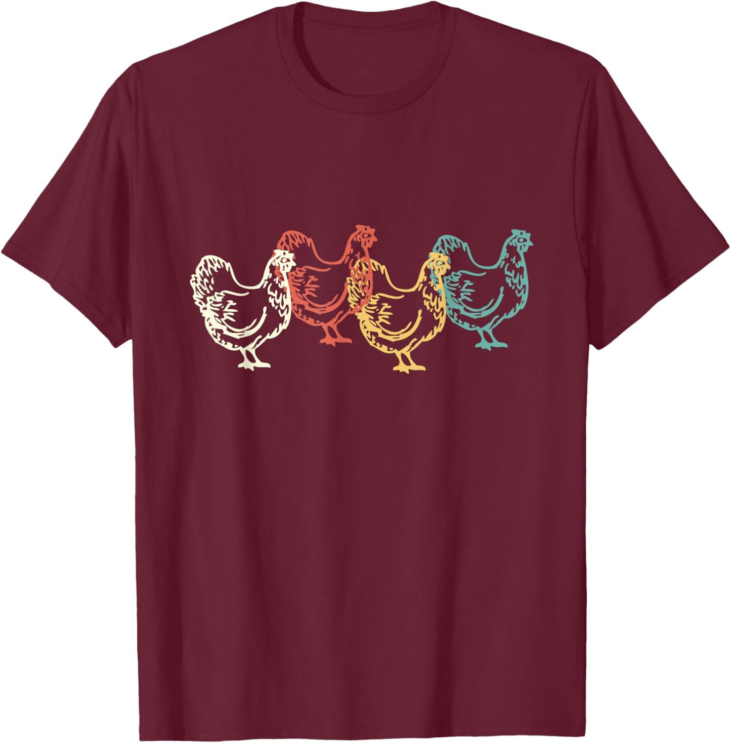 Chicken Vintage T Shirt Funny Poultry Farmer Gifts Man W T-Shirt - T-Shirt | Maroon