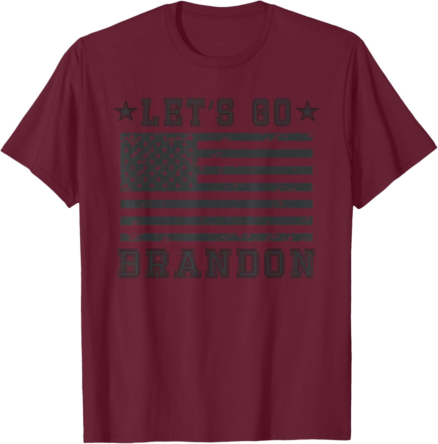 Lets Go Brandon Biden Chant Blackout American Flag T-Shirt - T-Shirt | Maroon