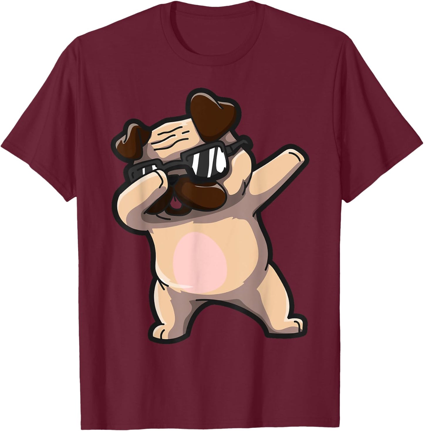 Dabbing Pug Lover Owner Funny Pet T-Shirt - T-Shirt | Maroon