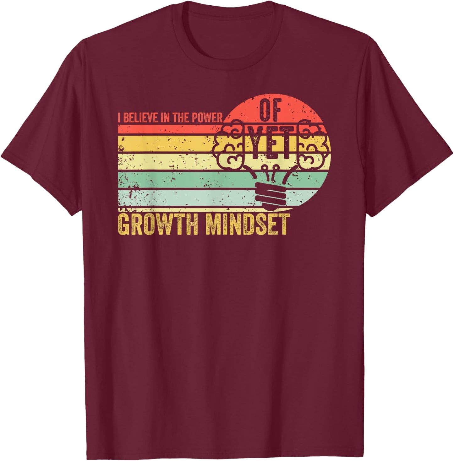 Growth Mindset Teacher Vintage I Believe in the Power Of Yet Women T-Shirt - T-Shirt | Maroon