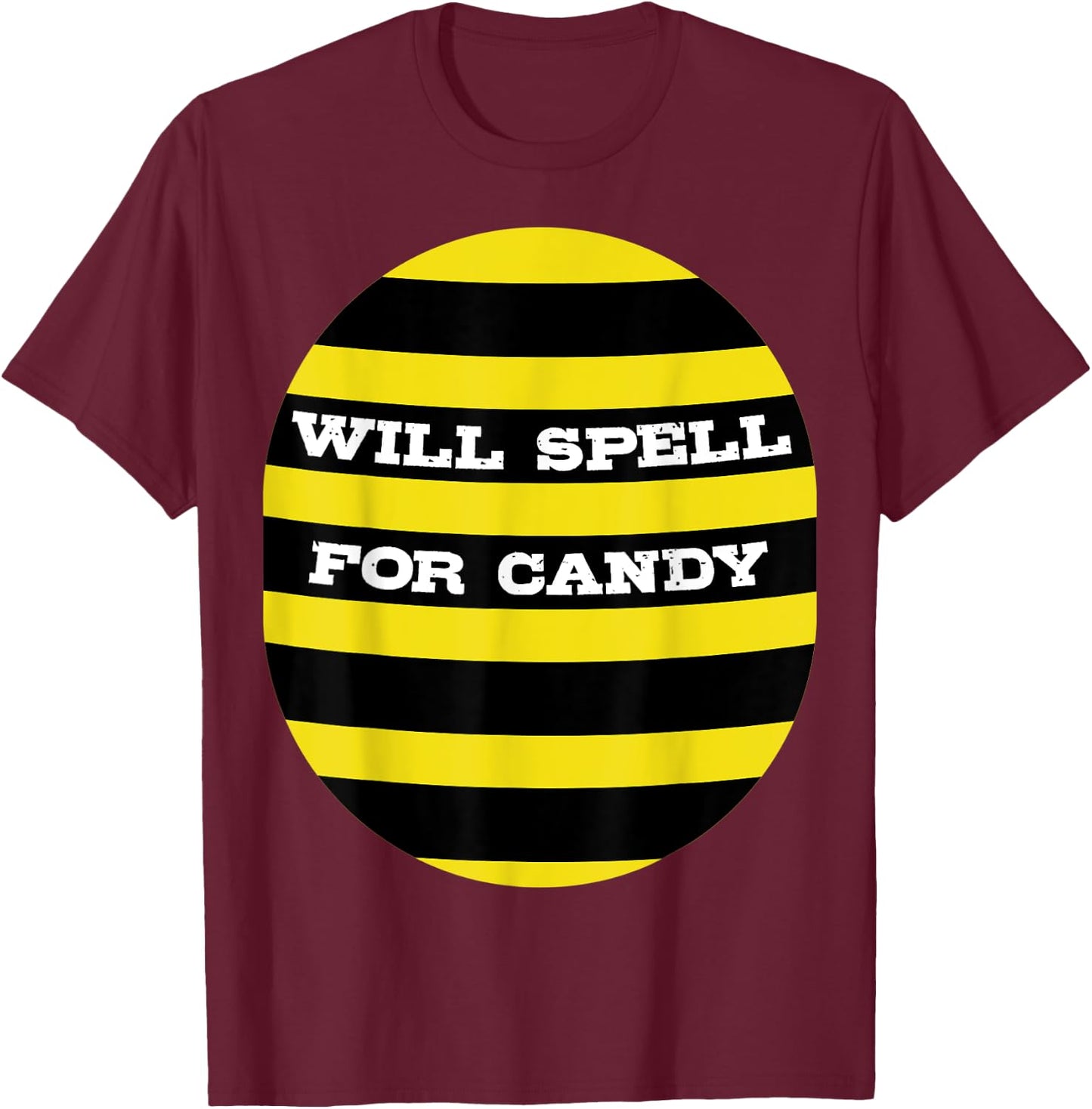 Kids Spelling Bee Halloween Costume "Will Spell For Candy" T-Shirt - T-Shirt | Maroon