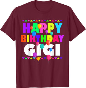 Happy Birthday Gigi Cute Toddler Matching Family B Day Party T-Shirt - T-Shirt | Maroon