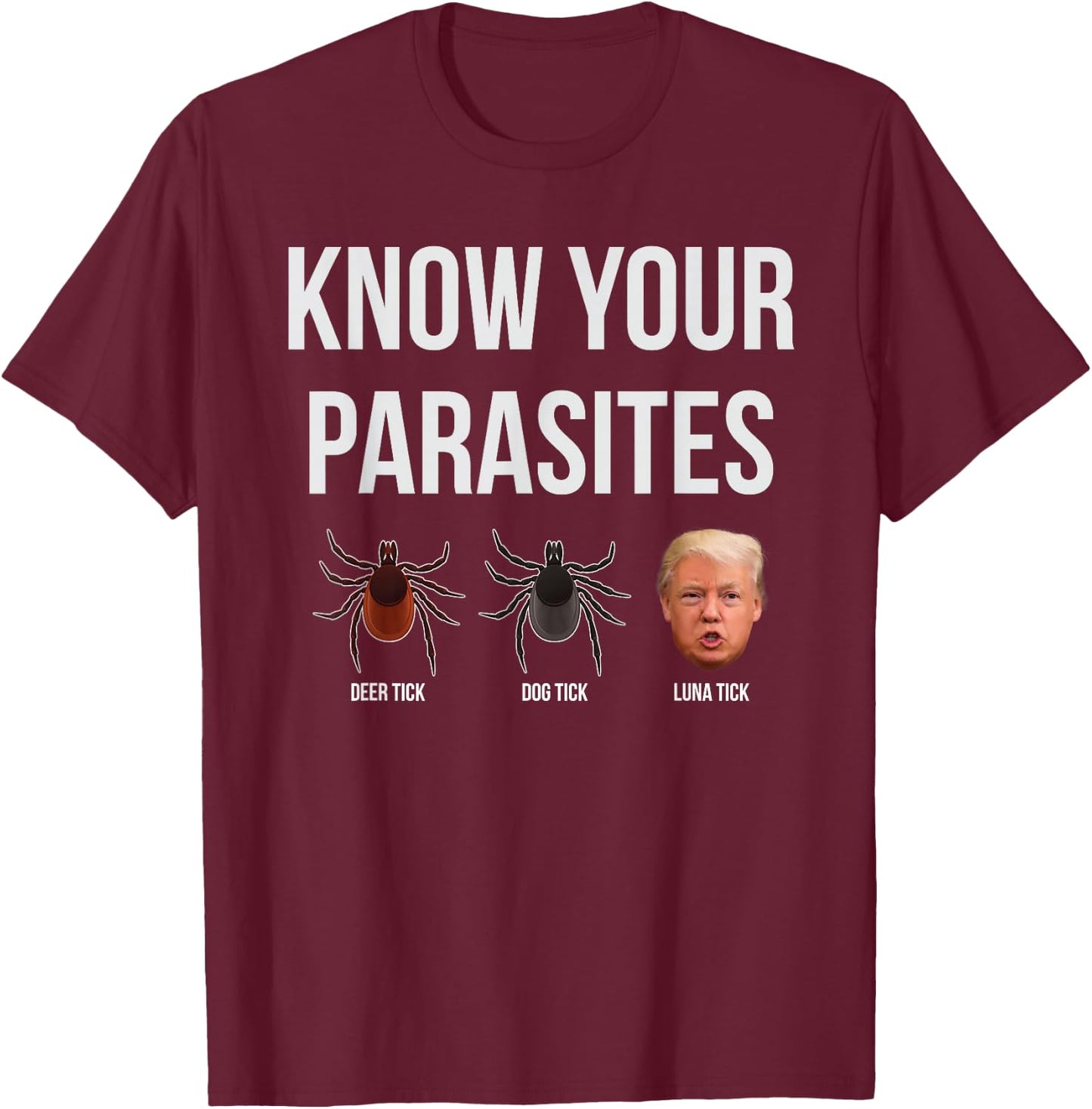 Know Your Parasites Dump President Trump Parasite Lunatic T-Shirt - T-Shirt | Maroon
