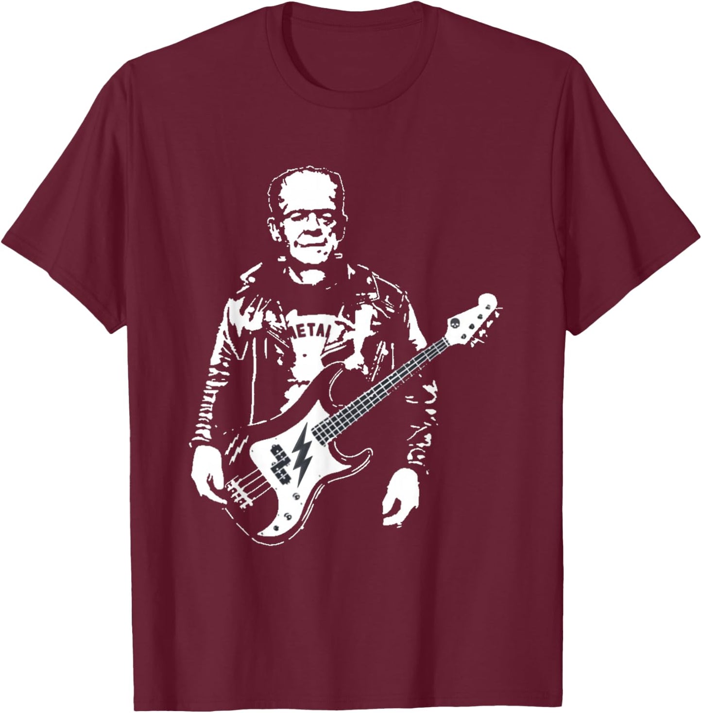 Music Lover Guitar Player Frankenstein Rocker T-Shirt - T-Shirt | Maroon