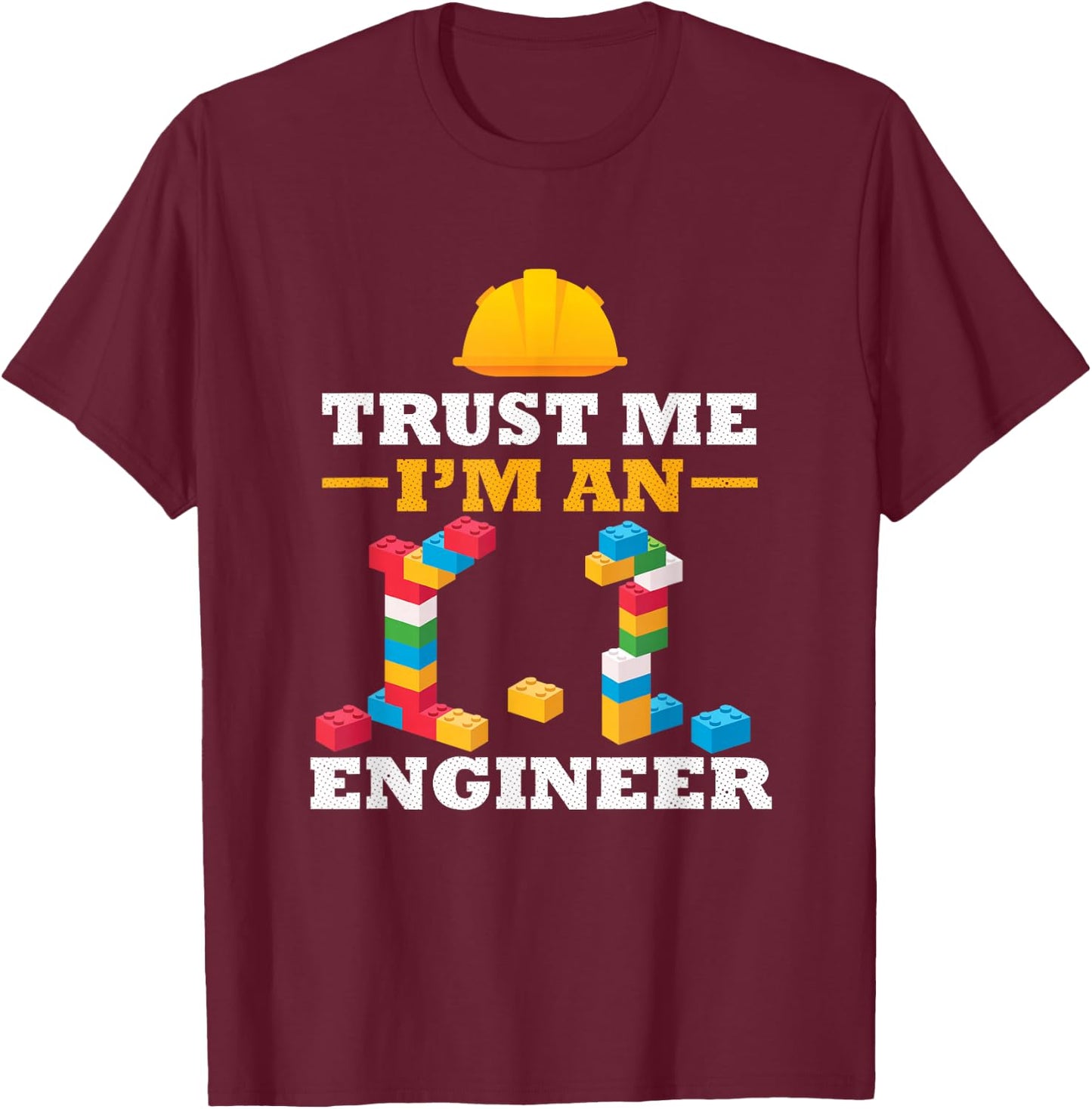 Engineer Master Builder Construction Building Bricks Blocks T-Shirt - T-Shirt | Maroon