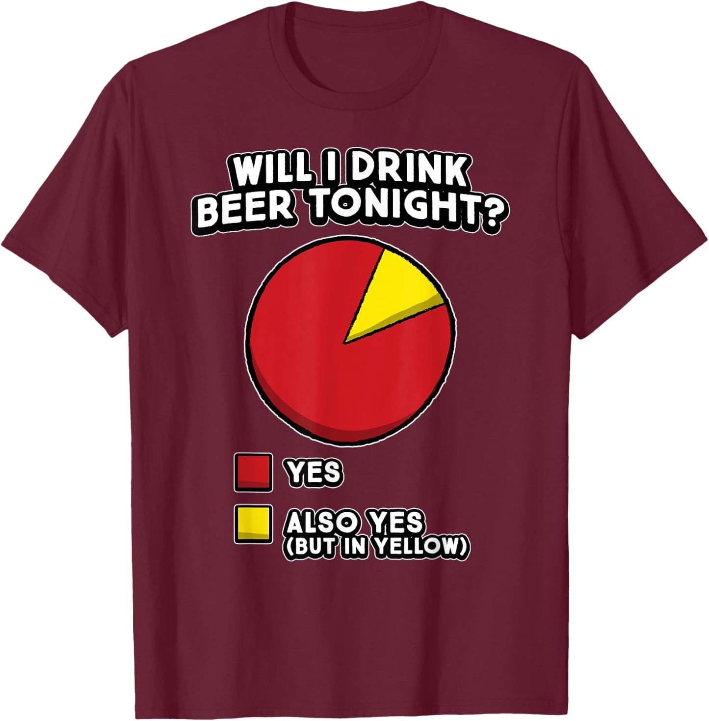 Funny Beer Drinker Quote - Will I Drink Beer Tonight? YES T-Shirt - T-Shirt | Maroon